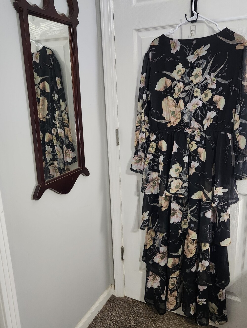 Toleen babydoll floral soft romantic maxi dress tiered sheer sleeves 2XL - Picture 12 of 13